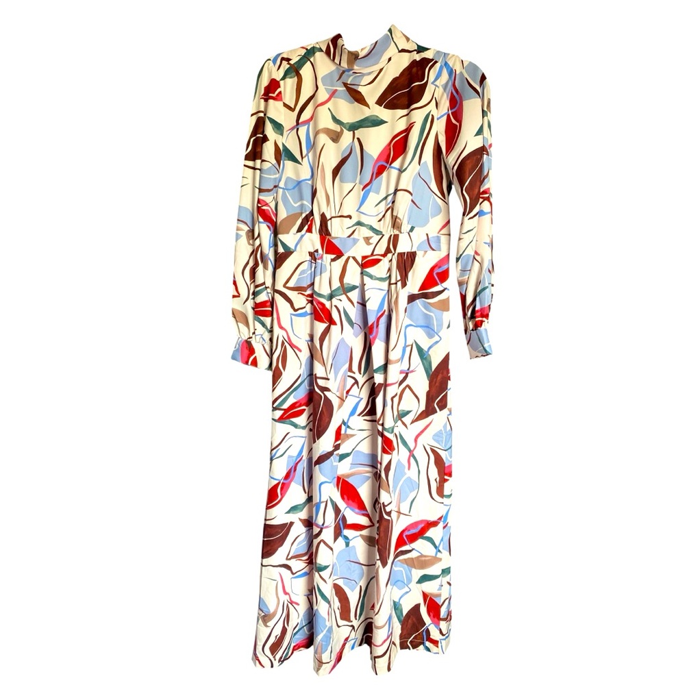 DONNA MORGAN MAXI TROPICAL LONG SLEEVE MOCK TURTLE NECK NWT 4